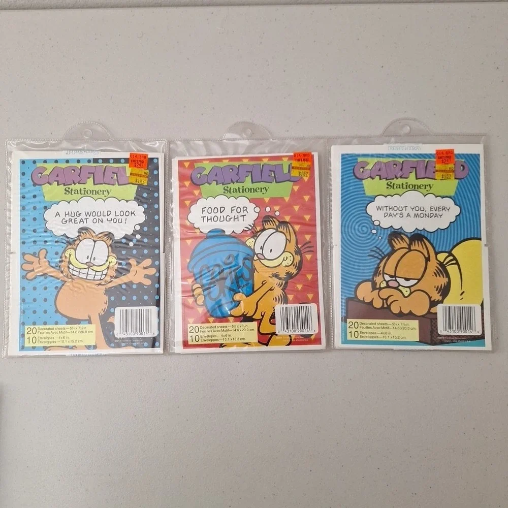 Vintage 1978 Mead Garfield Cat Stationary Sets Note Paper & Envelopes 3 Full Set